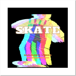 Skate summer vibes graphic retro tee - Skateboarding Posters and Art